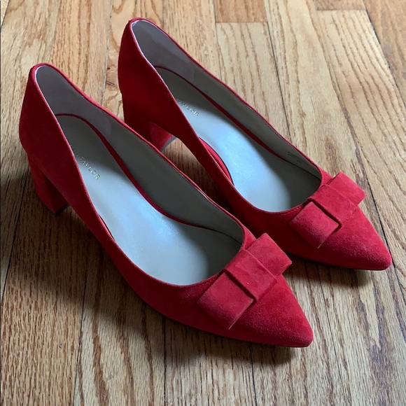 Ann Taylor Shoes - Ann Taylor Jolene red Lava Lush Suede Bow Pumps 8